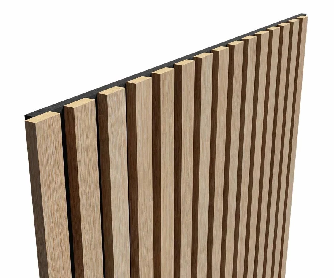 МДФ стеновая панель акустическая Cosca Decor Сканди Ясень Тирамису черный войлок 1200×600×19